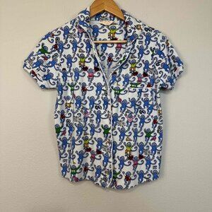 Roller Rabbit Women's Monkey Polo Pajama Top Greenwich Short Sleeve Multi Small